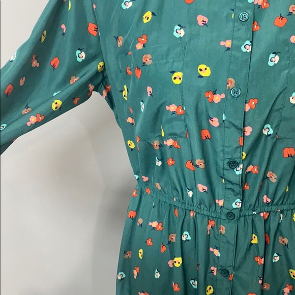 Xhilaration Green Floral Long Sleeve Dress Size L - Picture 3 of 7